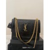 Saint Laurent Sunset Large Chain Bag In Black Crocodile-embossed Leather