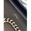 Saint Laurent College Large Chain Bag In Noir Goatskin