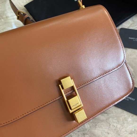 Saint Laurent Le Carre Satchel Bag In Brown Calfskin