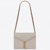 Saint Laurent Cassandra Medium Chain Bag In White Calfskin