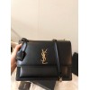 Saint Laurent Sunset Large Chain Bag In Black Calfskin