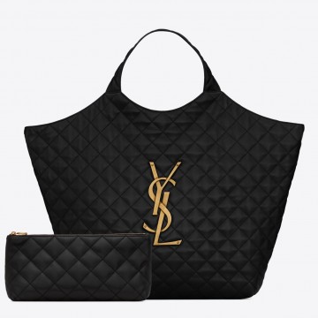 Saint Laurent Icare Maxi Shopping Bag In Black Quilted Lambskin Saint Laurent Icare Maxi Shopping Bag In Black Quilted Lambskin