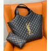 Saint Laurent Icare Maxi Shopping Bag In Black Quilted Lambskin