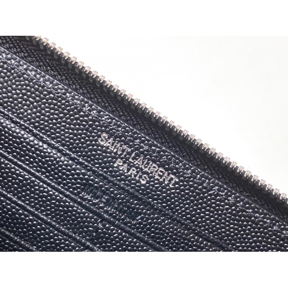 Saint Laurent Cassandre Zip Around Wallet in Noir Matelasse Leather