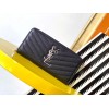 Saint Laurent Cassandre Zip Around Wallet in Noir Matelasse Leather