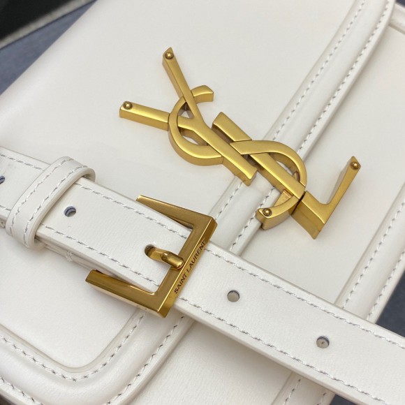 Saint Laurent Small Solferino Bag In White Calfskin