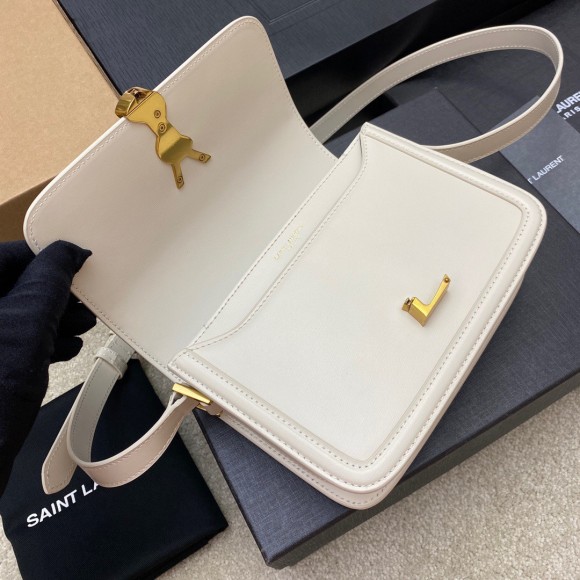 Saint Laurent Small Solferino Bag In White Calfskin