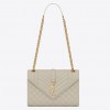 Saint Laurent Envelope Medium Bag In White Matelasse Grained Leather