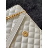 Saint Laurent Envelope Medium Bag In White Matelasse Grained Leather