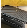Saint Laurent Cassandre Matelasse Chain Wallet in Noir Grained Leather
