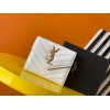 Saint Laurent Cassandre Tri-fold Wallet in White Matelasse Leather