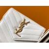 Saint Laurent Cassandre Tri-fold Wallet in White Matelasse Leather
