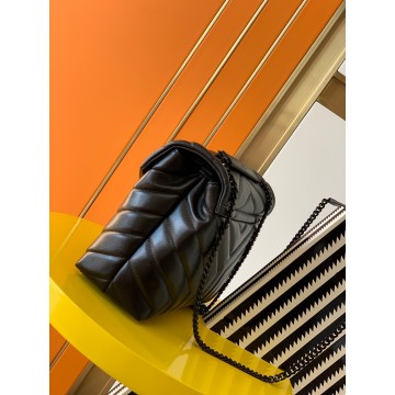 Saint Laurent LouLou Small Chain Bag In All Black Quilted Calfskin Saint Laurent LouLou Small Chain Bag In All Black Quilted Calfskin