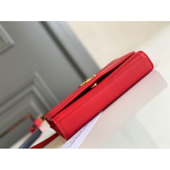 Saint Laurent Kate Belt Bag In Red Calfskin