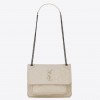 Saint Laurent Niki Baby Chain Bag In White Crinkled Leather