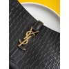 Saint Laurent Le 5 À 7 Hobo Bag in Black Crocodile Embossed Leather