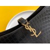 Saint Laurent Le 5 À 7 Hobo Bag in Black Crocodile Embossed Leather