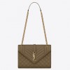 Saint Laurent Envelope Medium Bag In Khaki Matelasse Grained Leather