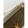 Saint Laurent Envelope Medium Bag In Khaki Matelasse Grained Leather