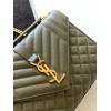 Saint Laurent Envelope Medium Bag In Khaki Matelasse Grained Leather