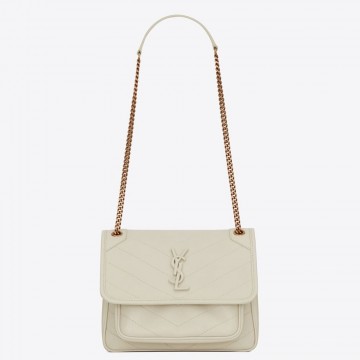 Saint Laurent Niki Baby Chain Bag In White Lambskin Saint Laurent Niki Baby Chain Bag In White Lambskin