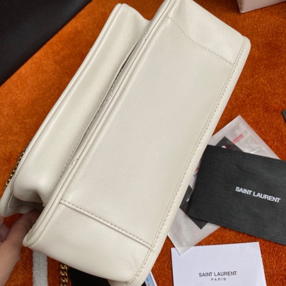 Saint Laurent Niki Baby Chain Bag In White Lambskin