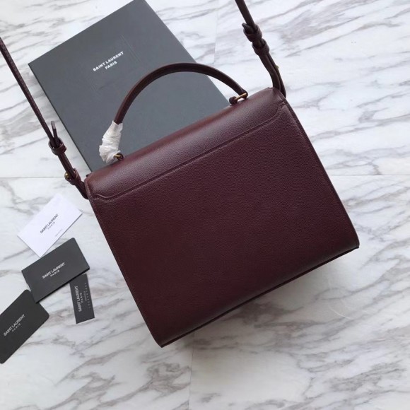 Saint Laurent Cassandra Medium Bag In Bordeaux Grained Leather