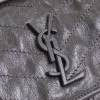 Saint Laurent Niki Medium Chain Bag In Dark Grey Crinkled Leather