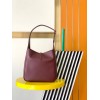 Saint Laurent Le 5 À 7 Soft Small Shoulder Bag in Bordeaux Leather