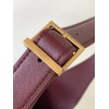 Saint Laurent Le 5 À 7 Soft Small Shoulder Bag in Bordeaux Leather