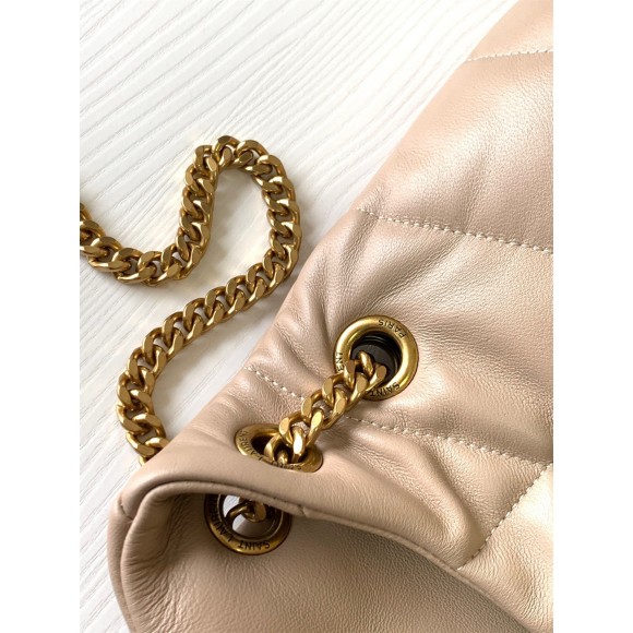 Saint Laurent Puffer Small Chain Bag In Beige Lambskin