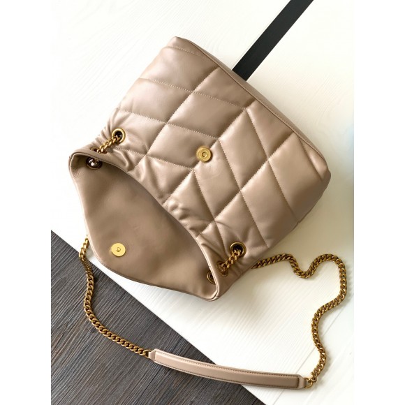 Saint Laurent Puffer Small Chain Bag In Beige Lambskin