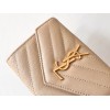 Saint Laurent Cassandre Small Envelope Wallet in Beige Matelasse Leather