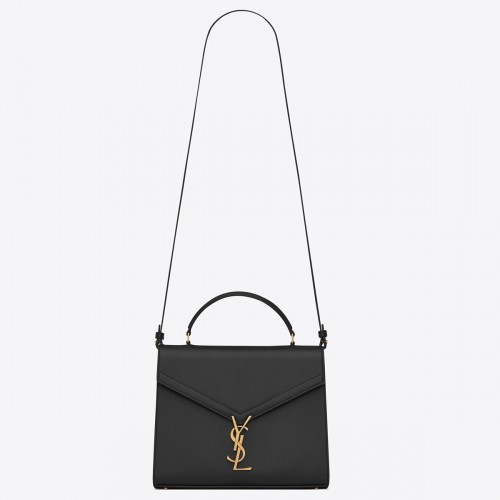 Saint Laurent Cassandra Medium Bag In Black Grained Leather