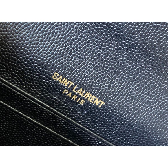 Saint Laurent Cassandre Small Envelope Wallet in Black Matelasse Leather