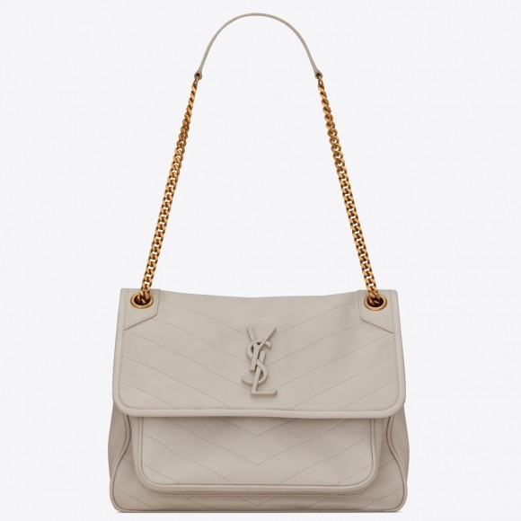 Saint Laurent Niki Medium Chain Bag In White Lambskin