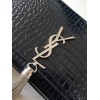 Saint Laurent Kate Medium Tassel Bag In Noir Crocodile-embossed Leather