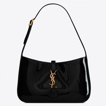 Saint Laurent Le 5 À 7 Hobo Bag in Black Patent Calfskin Saint Laurent Le 5 À 7 Hobo Bag in Black Patent Calfskin