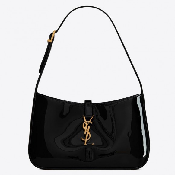 Saint Laurent Le 5 À 7 Hobo Bag in Black Patent Calfskin Saint Laurent Le 5 À 7 Hobo Bag in Black Patent Calfskin