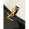 Saint Laurent Le 5 À 7 Hobo Bag in Black Patent Calfskin
