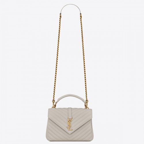 Saint Laurent College Medium Chain Bag In White Goatskin Saint Laurent College Medium Chain Bag In White Goatskin