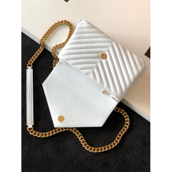 Saint Laurent College Medium Chain Bag In White Goatskin