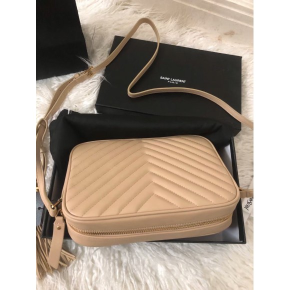 Saint Laurent Lou Camera Bag In Beige Quilted Leather