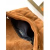Saint Laurent Puffer Small Chain Bag In Brown Suede Calfskin