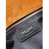 Saint Laurent Puffer Small Chain Bag In Brown Suede Calfskin