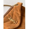 Saint Laurent Puffer Small Chain Bag In Brown Suede Calfskin