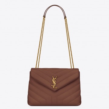 Saint Laurent LouLou Small Chain Bag In Brown Quilted Calfskin Saint Laurent LouLou Small Chain Bag In Brown Quilted Calfskin