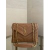 Saint Laurent LouLou Small Chain Bag In Brown Quilted Calfskin