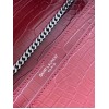 Saint Laurent Cassandra Medium Bag In Bordeaux Crocodile Embossed Leather