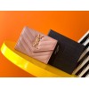 Saint Laurent Cassandre Small Envelope Wallet in Pink Matelasse Leather